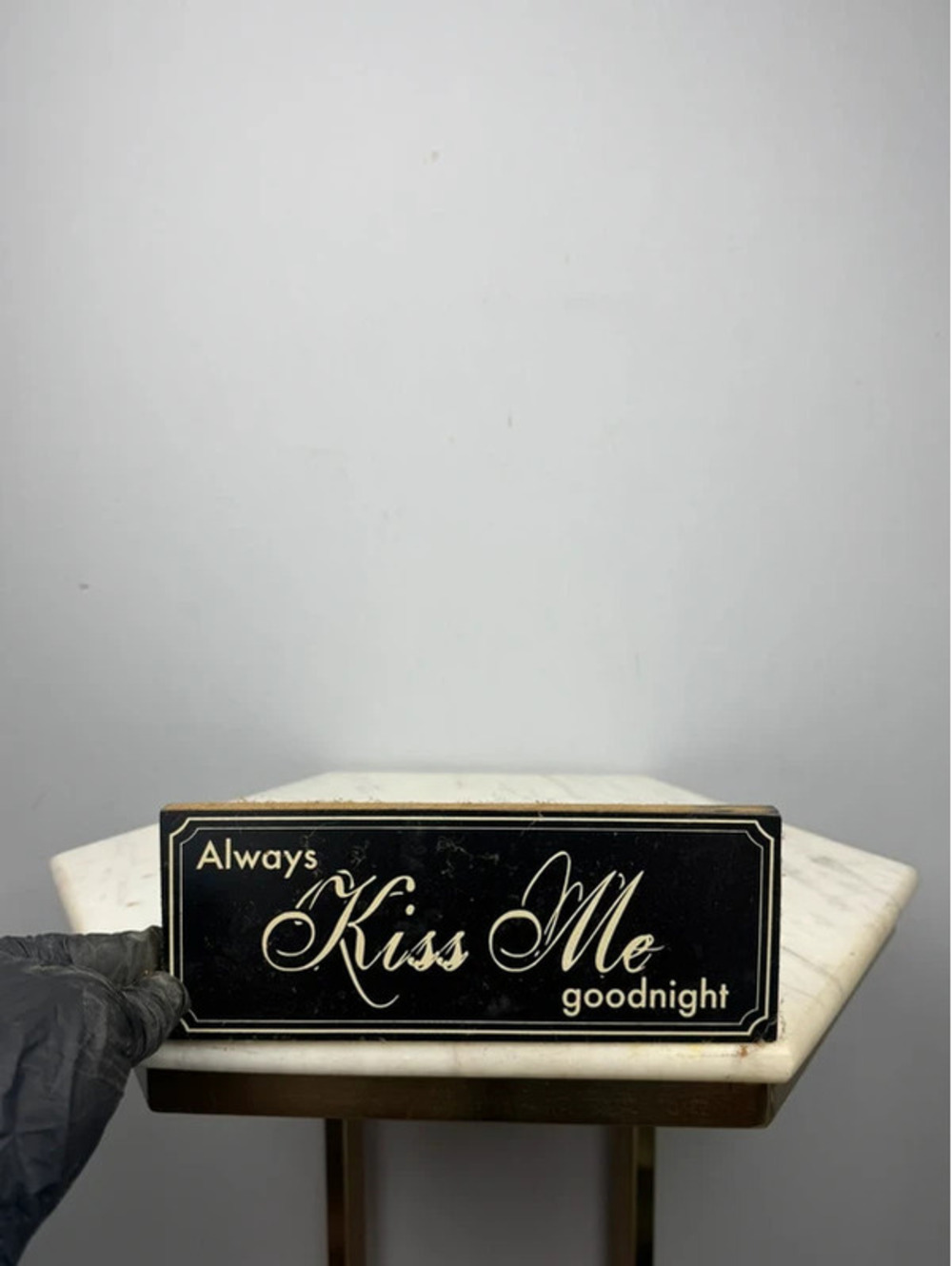 “Always Kiss Me Goodnight” Black & Cream Wall Sign Plaque